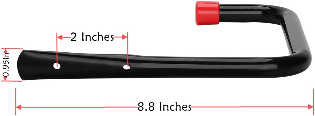 8 Pack Wall Mount Storage Hooks, 9.6IN Garage Utility Hanger for Ladder, Hold Chairs, Garden Tool, Hose, Bike Black +Red 9.6Inch x 8.8Inch