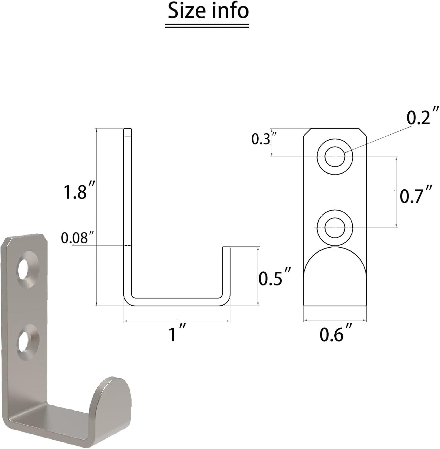 Wall Hooks Coat Hook Robe Hanging Robe & Towel Hooks, Utility Hooks Indoor Outdoor (Silver-Square, 1.8x1)