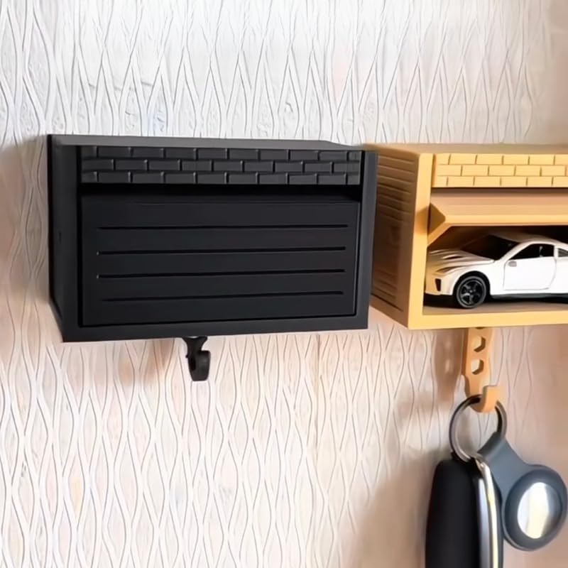 Wall-Mounted Car Display Key Holder, Decorative Garage Model Design, Multiple Colors(No Car) (Stripe-White(No Car))