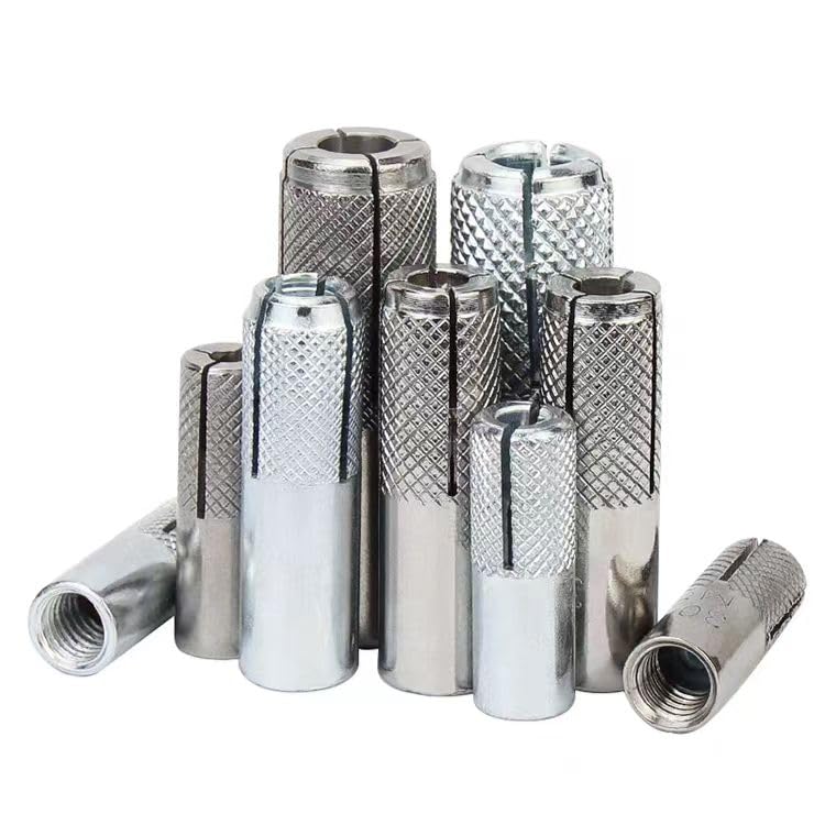 Wensilon(100 pcs) 1/4"-20 Premium Stainless Steel Drop in Anchors Assortment, Knurled Drop-in-Anchor for Solid Concrete, Internal Forced Expansion Screw Bolts