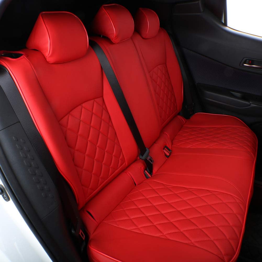 EKR Accord Car Seat Covers for Honda Accord EX-L,Touring,Sport,EX,Hybrid 2018 2019 2020 2021 2022(Rear Row 40/60 Split Backrest),Car Seat Protector,Waterproof Automotive Seat Covers, Leather(Red)