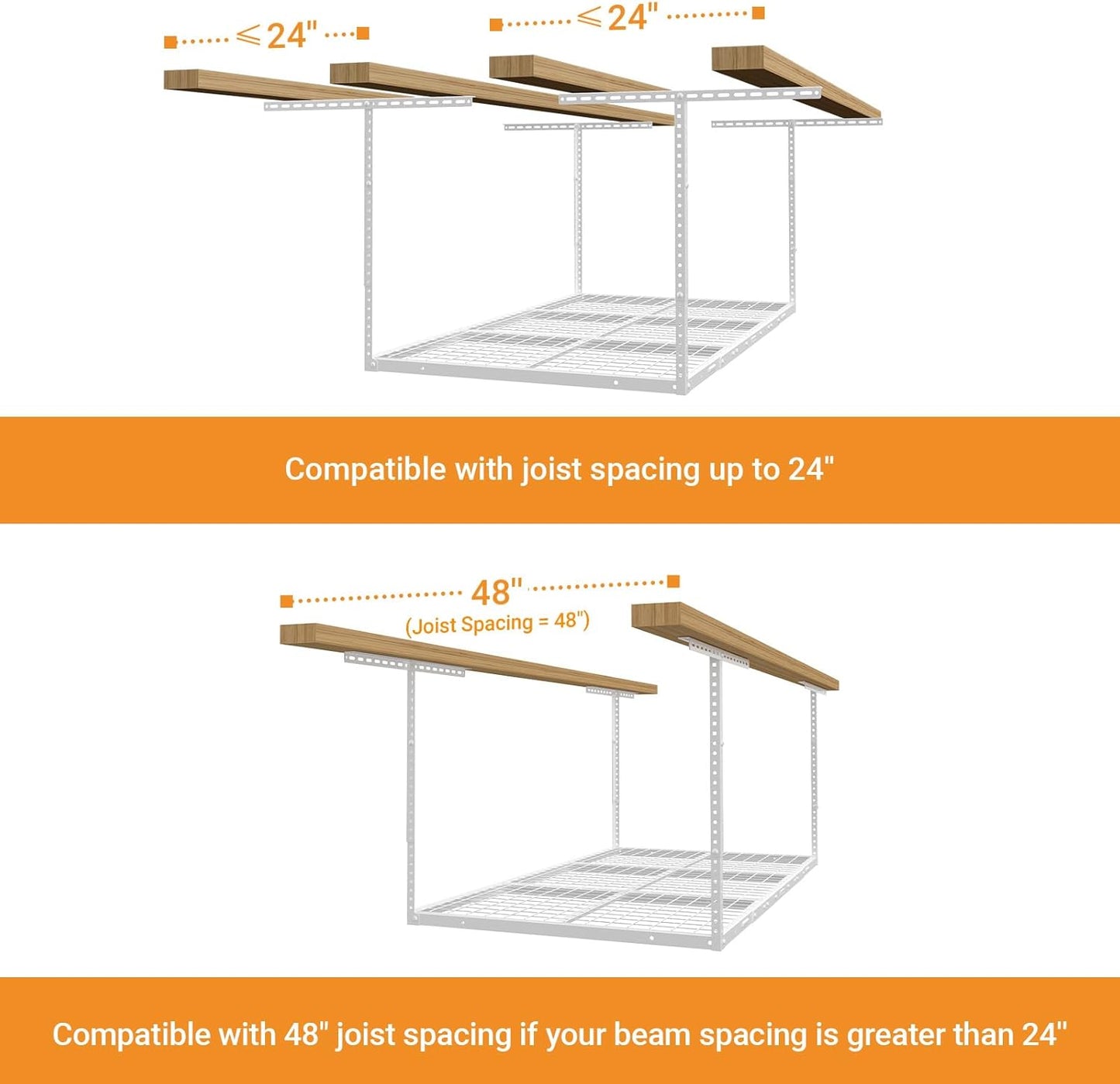 4x6ft Overhead Garage Storage Rack, Heavy Duty Metal Ceiling Shelf, 22'' to 40" Adjustable Dropdown, 450lbs Loading Weight Capacity, White