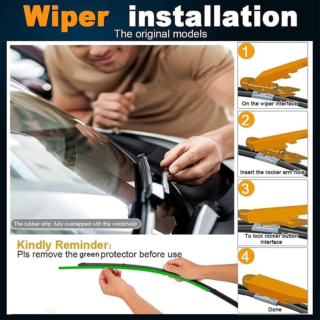 AUTOBOO 28"+28" Windshield Wipers with 11" Rear Wiper Blade Replacement for Ford Escape 2013-2019 -Original Factory Quality (Pack of 3)