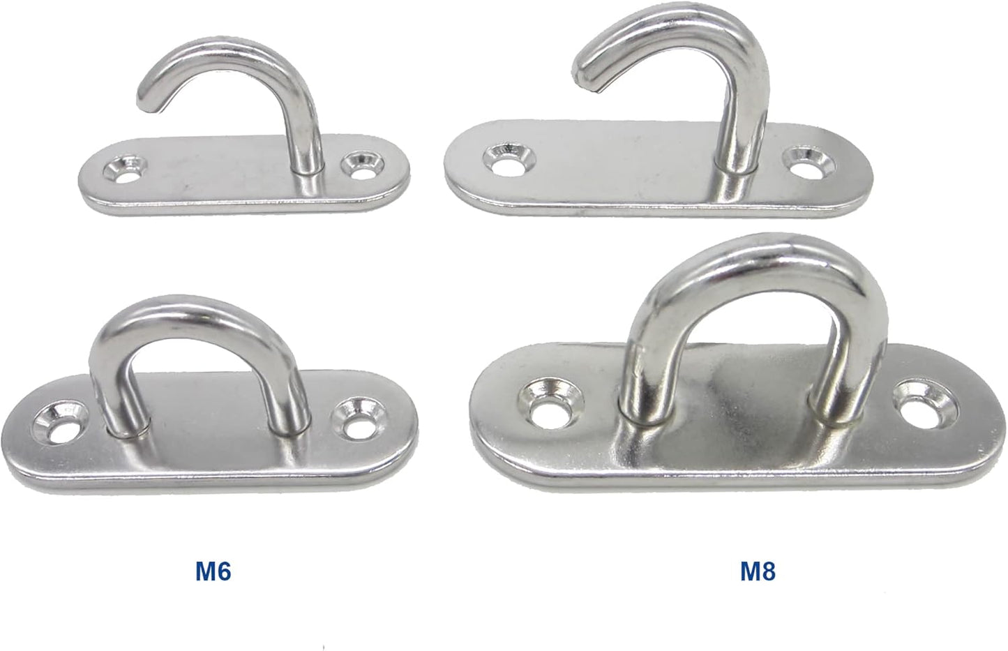 Stainless Steel Ceiling Hooks & Wall Hangers - Heavy Duty M8 Screw Mount, Rust-Proof Anchor Straps for Garage, Outdoor, Storage (4-Pack)