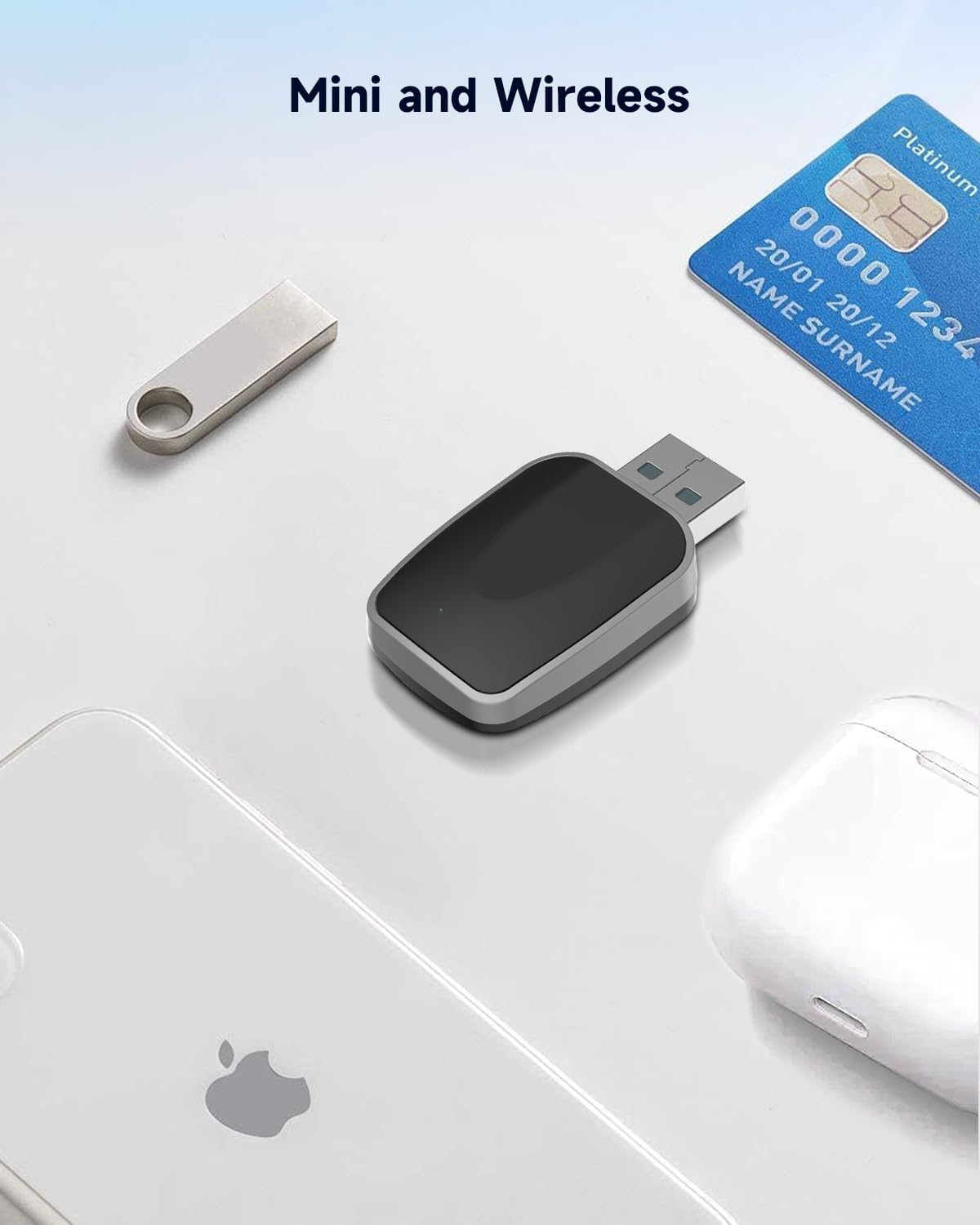 Mini Wireless CarPlay Adapter for iPhone 2025 Upgraded, Plug & Play, No Latency, USB-A/C Support, Compatible with iOS 10+ & Cars 2016+