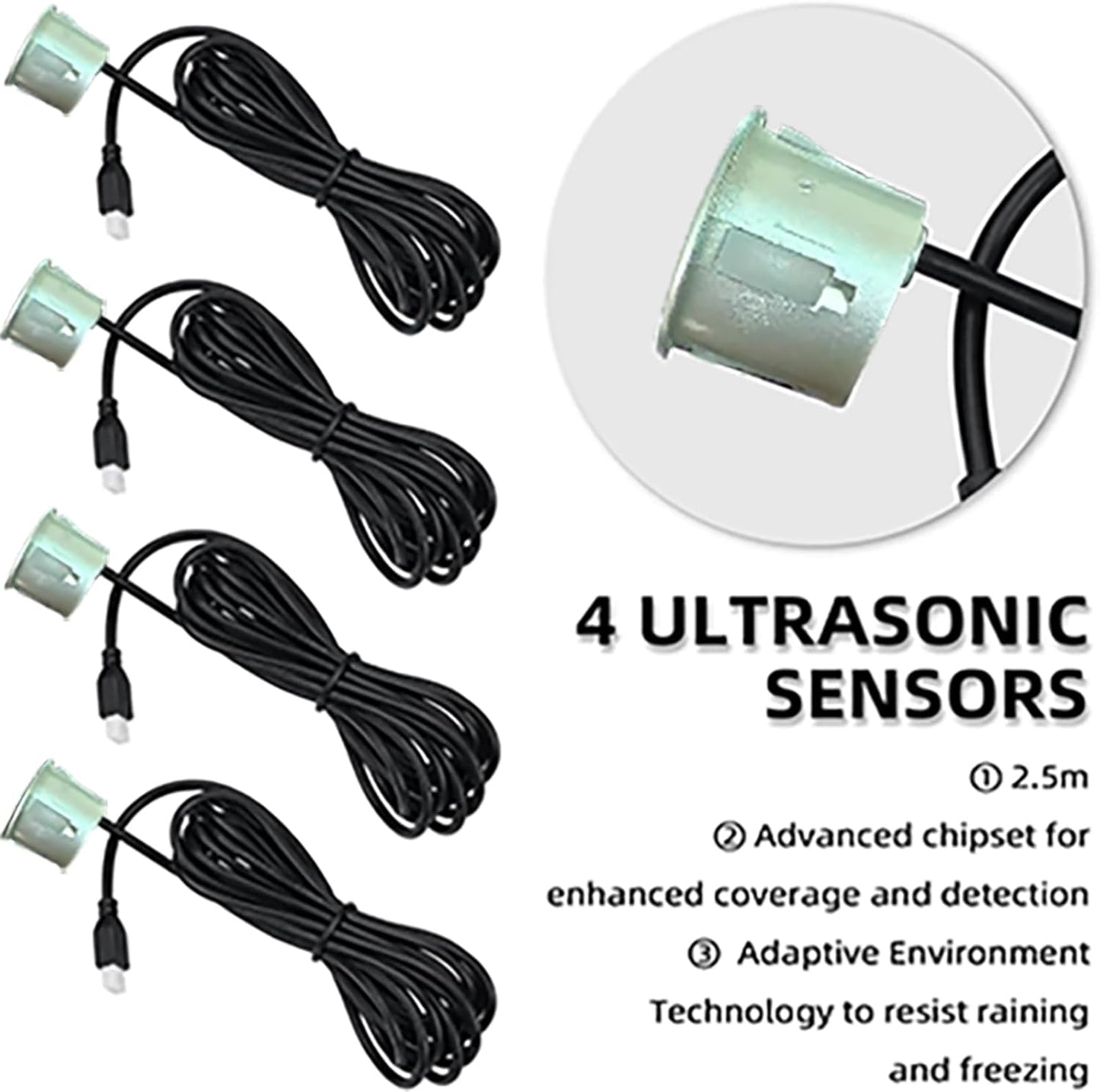 Parking Sensor Kit Backup Sensor Kit Reverse Sensor for Car 18 Color Options for Probes Adjustable Alarm Volume Professional Sensore de Reversa para Carro Safe Driving Assistant(Silver