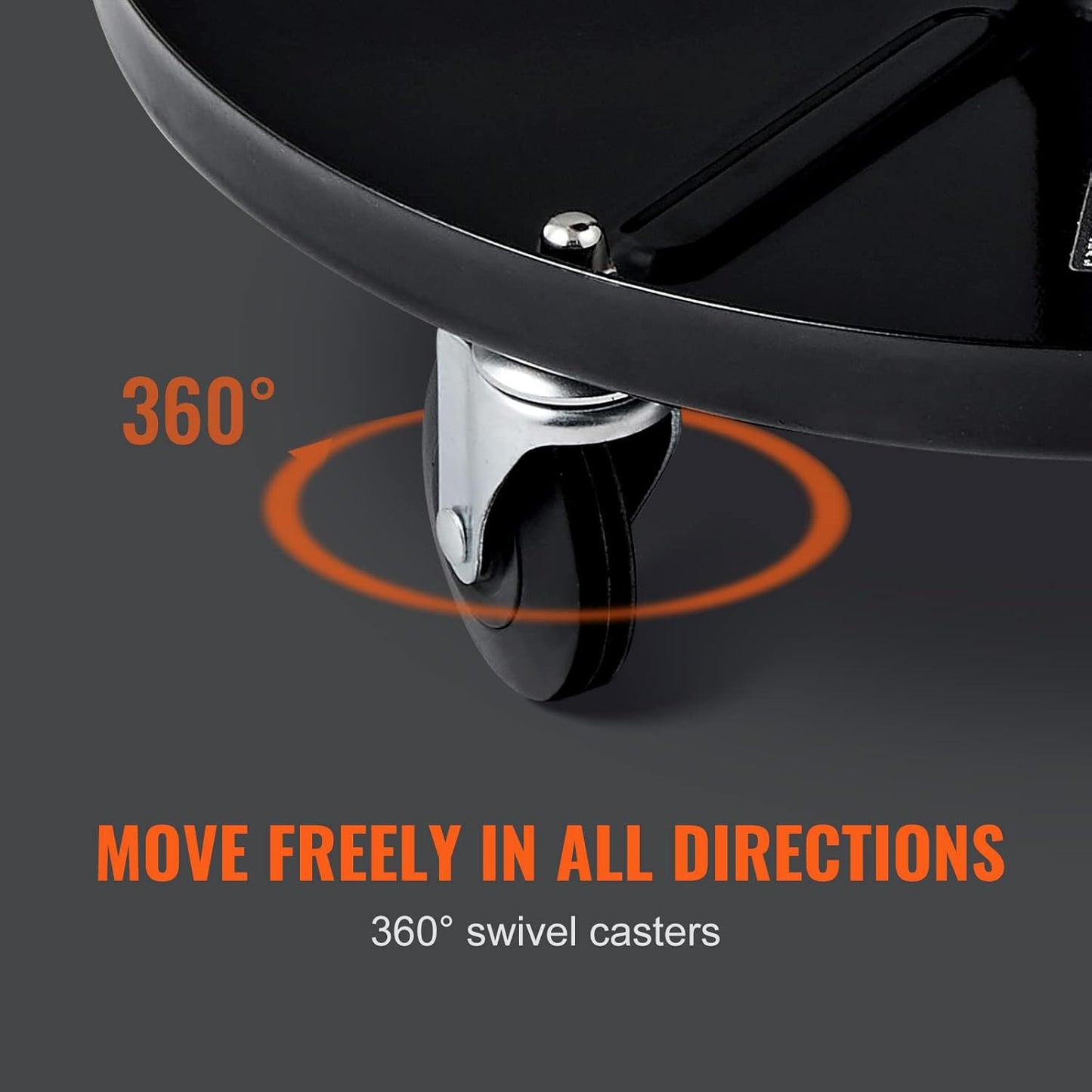 VEVOR Mechanic Stool, 250 LBS Rolling Pneumatic Creeper Garage/Shop Seat, Adjustable Height 16-22 inch in Padded Rolling Workshop Stool with Tool Tray, for Garage, Shop, Auto Repair, Black+Orange