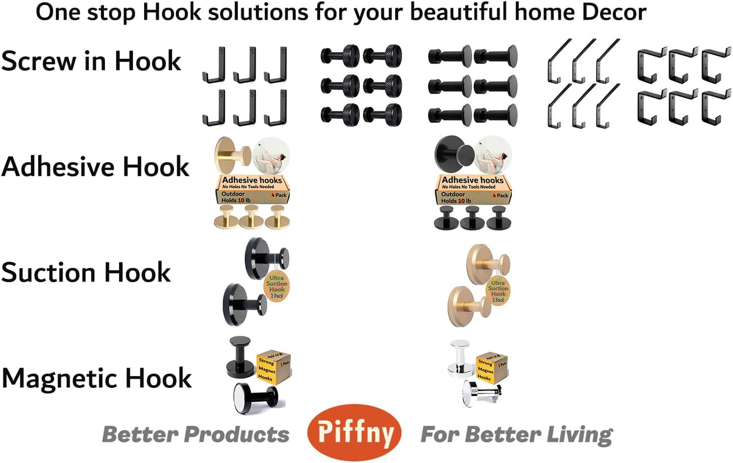 Robe & Towel Hook, 6 Pack Heavy Duty Stainless Steel Outdoor Wall Hooks for Hanging Towel, Coat, Backpack, Keys, etc (Modern Industrial)