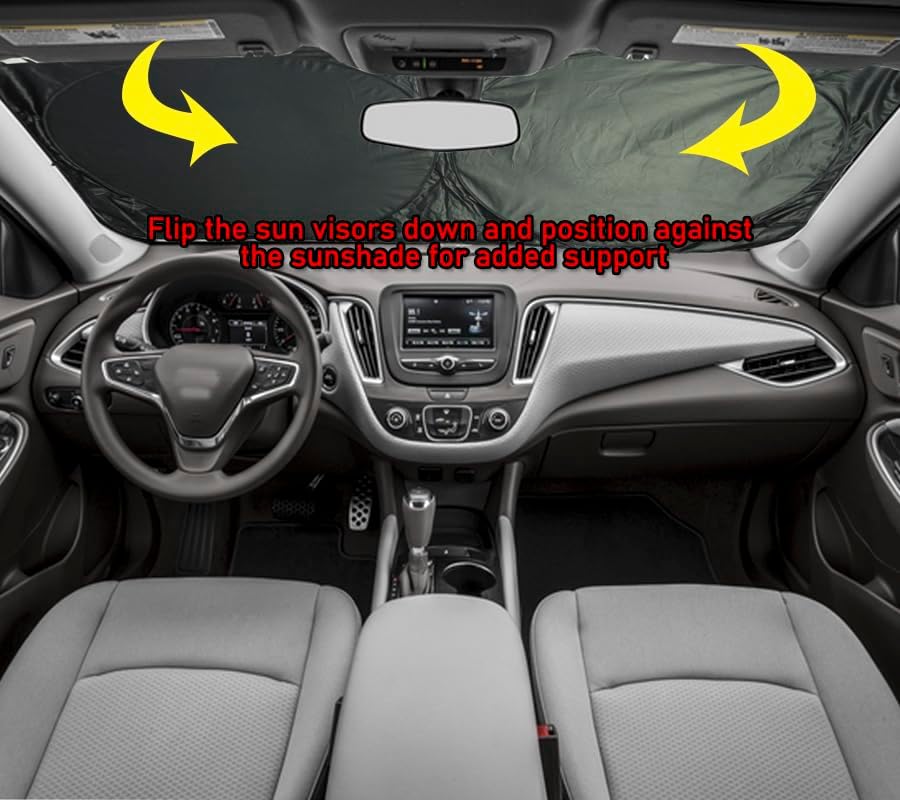 Gven Windshield Sun Shade 2025 Windshield Cover Sun Shade Automotive Interior Sun Protection Front Windshield Car Eyes Sun Visor Protector Blocks UV Rays Keep Your Vehicle Cool (Grey, XL)