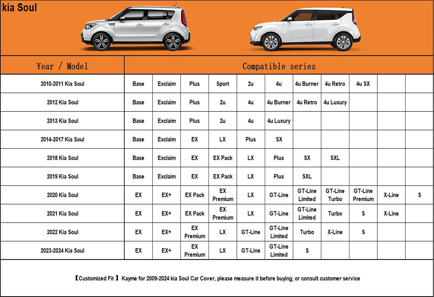 Kayme 7 Layers SUV Car Cover Custom Fit for Kia Soul (2009-2025) Waterproof All Weather for Automobiles, Outdoor Full Cover Rain Sun UV Protection.Black