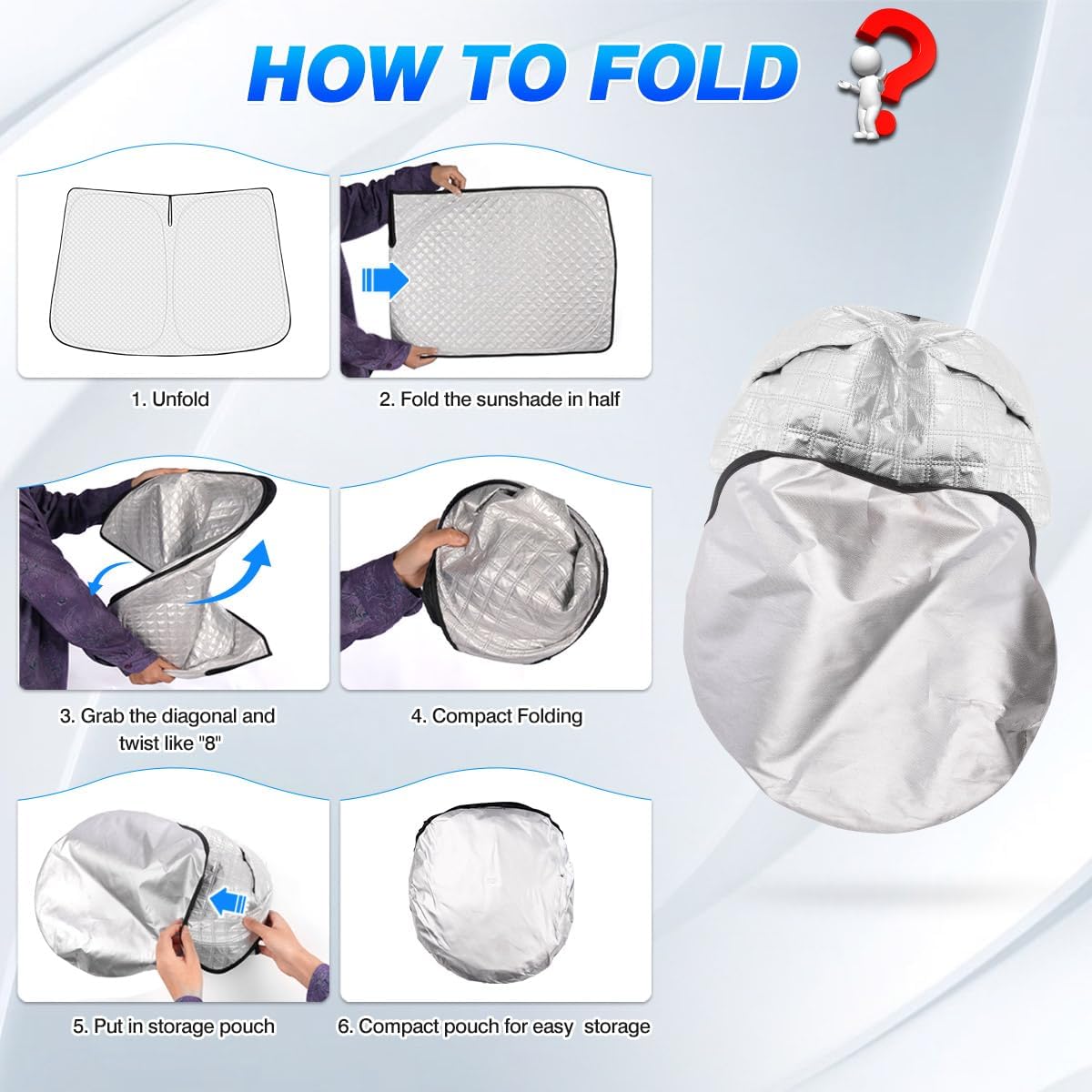 Windshield Sun Shade for 2025 2026 Toyota Camry Accessories Thicken 6-Layer Front Window Sunshade Cover Sun Visor Protector Foldable Block UV Rays Keep Vehicle Cool