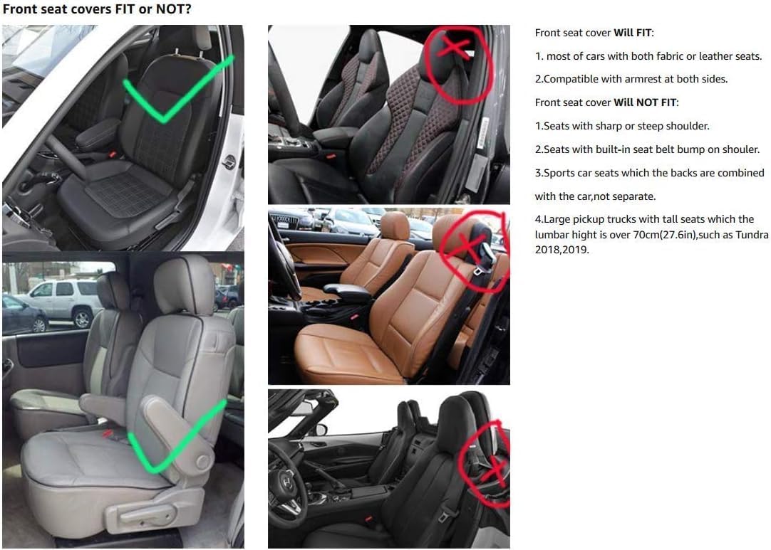 Seat Covers Full Set, Waterproof Leather Seat Covers for Cars, 5 Seats Universal Car Seat Protectors, Black Car Seat Covers Car Seat Cushions Fit for Most Cars (Black-Blue)