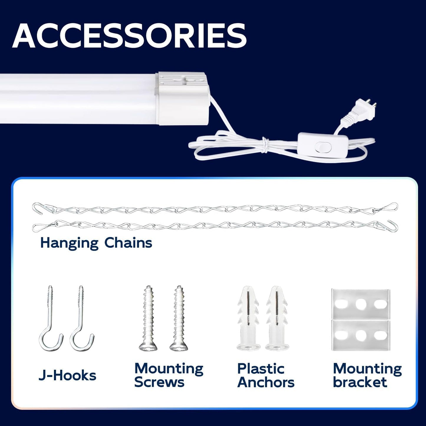 hykolity 6 Pack 4FT Linkable LED Shop Light for Garage, 6500lm, 4FT 60W Utility Light Fixture, 5000K Daylight LED Workbench Light with Plug, Hanging or Surface Mount, White - ETL