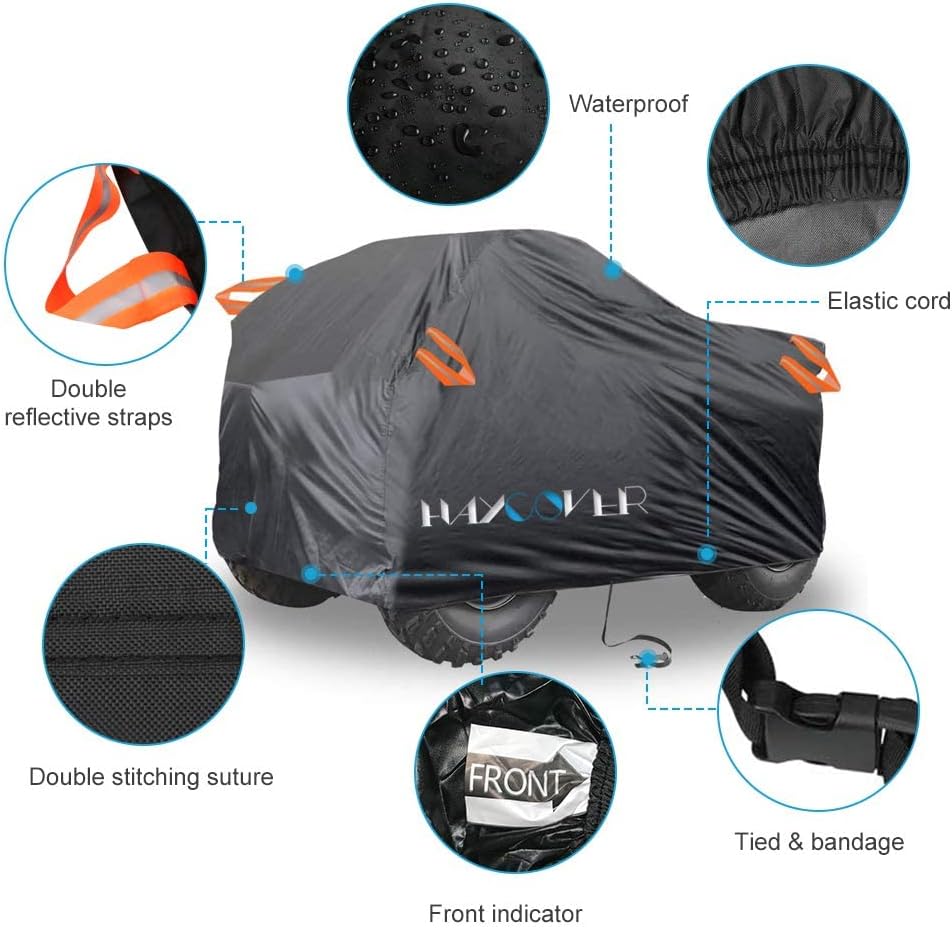 ATV Cover Waterproof Heavy Duty 4 Wheeler Cover Quad Cover All Season Weather Proof Outdoor UV Protection for Polaris Kawasaki Yamaha Honda 59x39x39 inch(Youth)