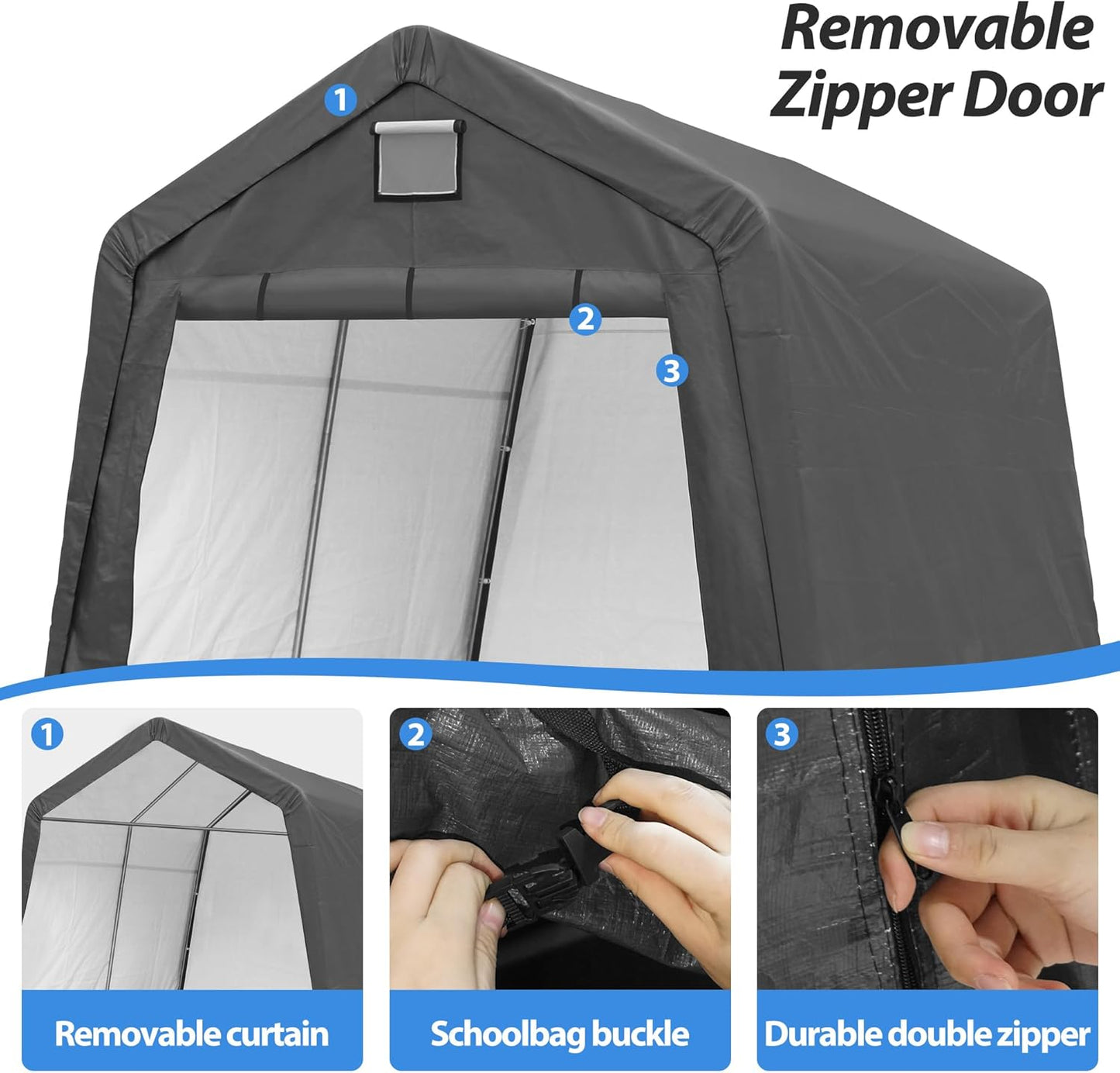 10' x 10' Outdoor Storage Shelter Shed, Portable Storage Shed Heavy Duty Portable Garage with Roll-up Zipper Door for Generator, Vehicles,Motorcycle