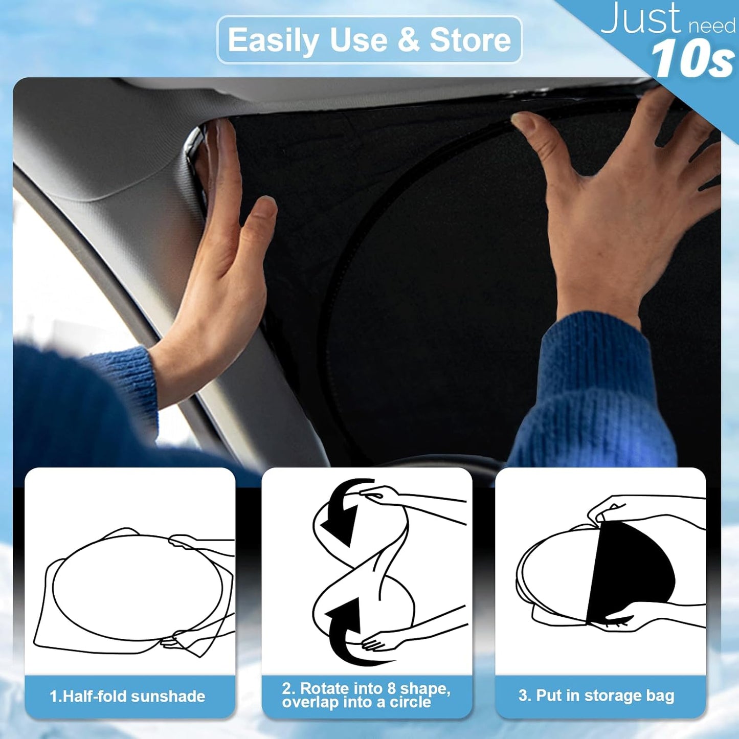 Custom Fit HR-V Windshield Sunshade for 2021 2022 2023 2024 2025 2026 HR-V (LX Sport EX EX-L) Accessories Front Window Cover for Windshield Sun Visor Protector 210T Reflective Blocks UV Keep Cool