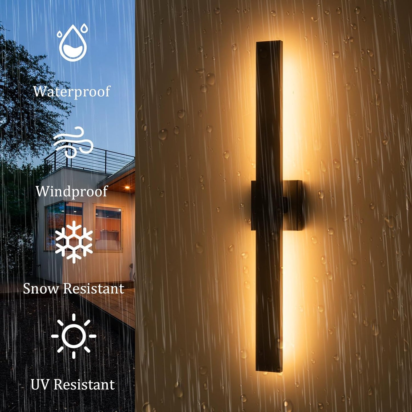 2-Packs Modern Outdoor Wall Lights 31.5" Long LED Outdoor Sconce Lights, Black Linear Exterior Wall Lighting for Porch & Patio Garage Entrance