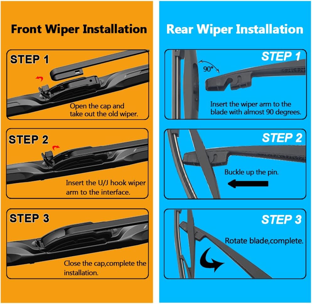 AUTOBOO 26"+18" Windshield Wipers with 12" Rear Wiper Blade Replacement for Nissan Murano Infiniti QX50 Acura RDX 2017 2018 2019 2020 2021 2022 2023-Original Factory Quality (Pack of 3)