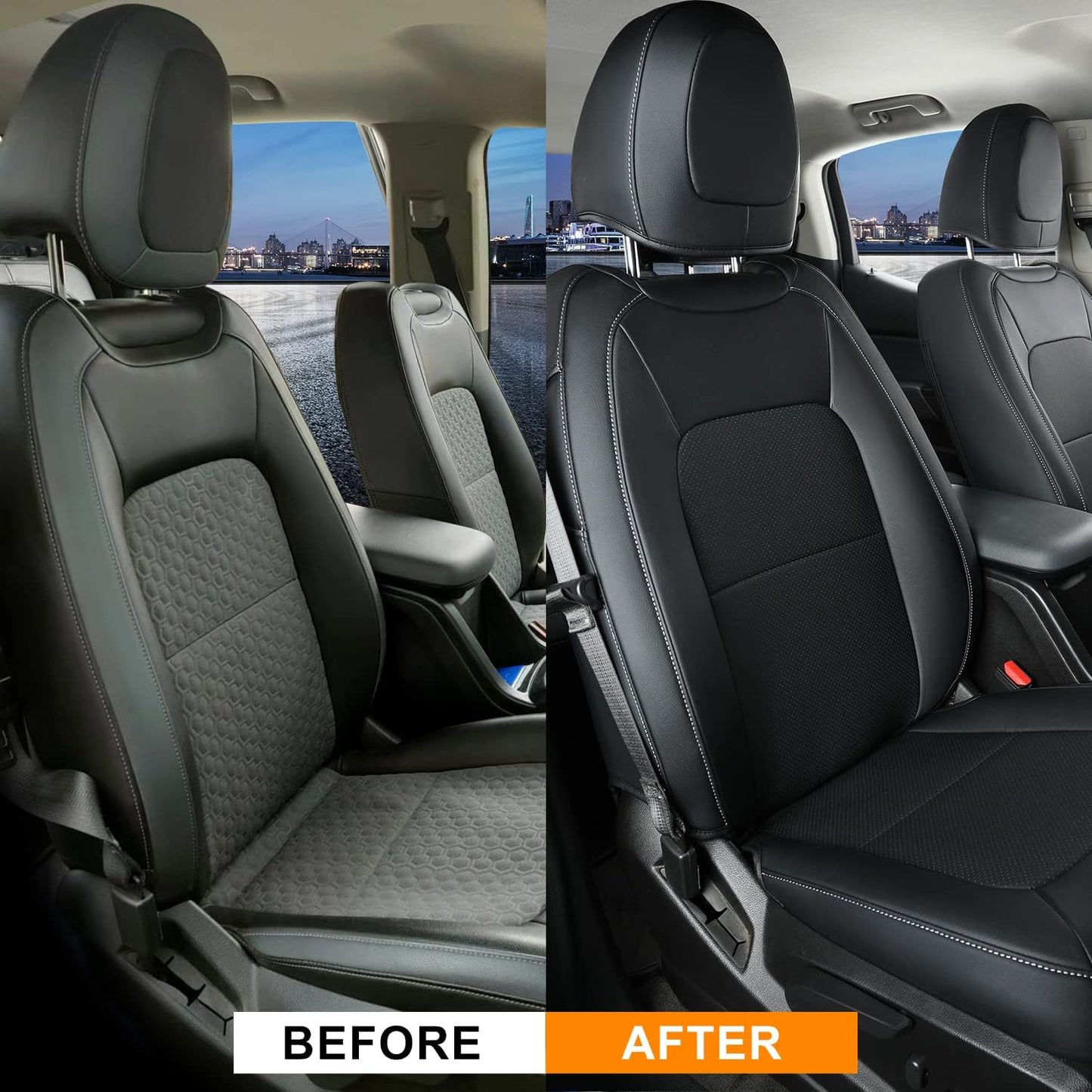 LUCKYMAN CLUB 2 Front Chevy Colorado Seat Covers, fit for 2023 2024 2025 Colorado Crew Cab Z71 LT ZR2 Work Truck with Faux Leather (Black 2 pcs)