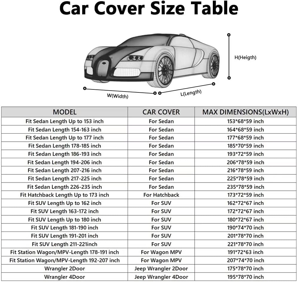 MORNYRAY Waterproof Car Cover All Weather Snowproof UV Protection Windproof Outdoor Full Truck Cover, Universal Fit for (All Black, Fit Truck Length 230-242 inch)