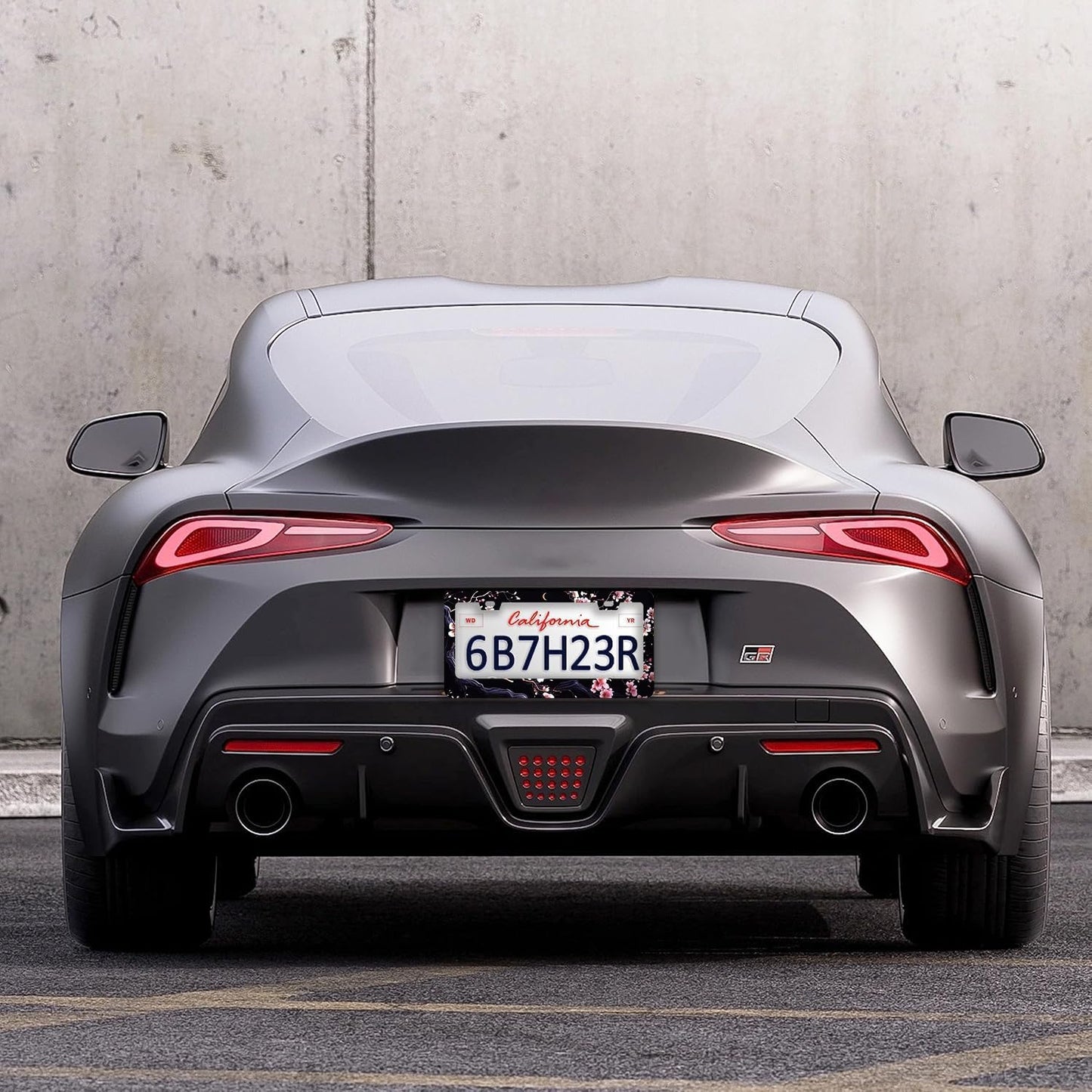 Watercolor Cherry Blossom License Plate Frames - 2 Pcs Set 2 Holes Stainless Steel Metal Auto Car Accessories Decoration License Plate Frame Cover Size 6.3" x 12.2" Fit US Vehicles for Women Men Gift