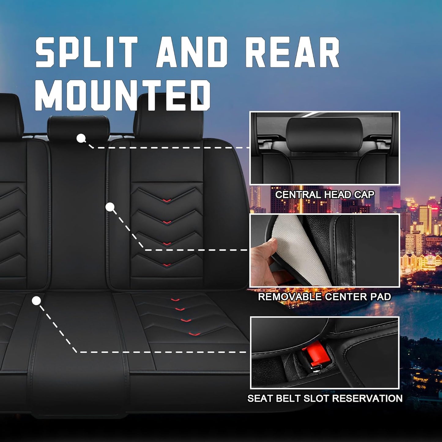 Car Seat Covers for Chrysler Pacifica 2004-2025, Stylish Sport Seat Cover, Premium Nappa Leather Car Seat Cover. Automobile Seat Covers Sets.(Standard 5 Seats/Black)