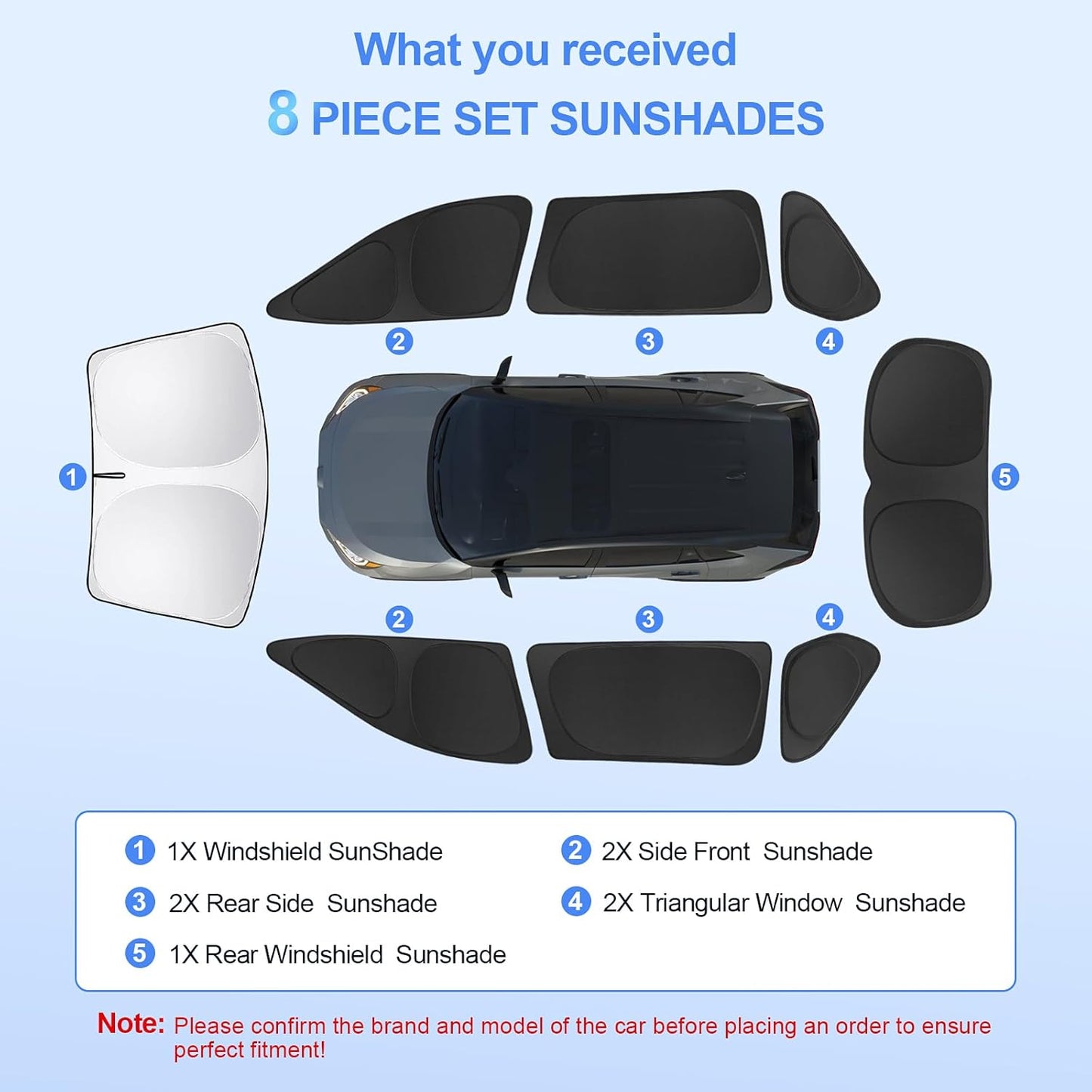 8pcs Car Window Shades for Volkswagen VW Tiguan 2018-2023 Accessories,Windshield Side Rear Full Sunshade,Sun Visor UV Blocking, Privacy Protection and Blackout for Camping Outdoor