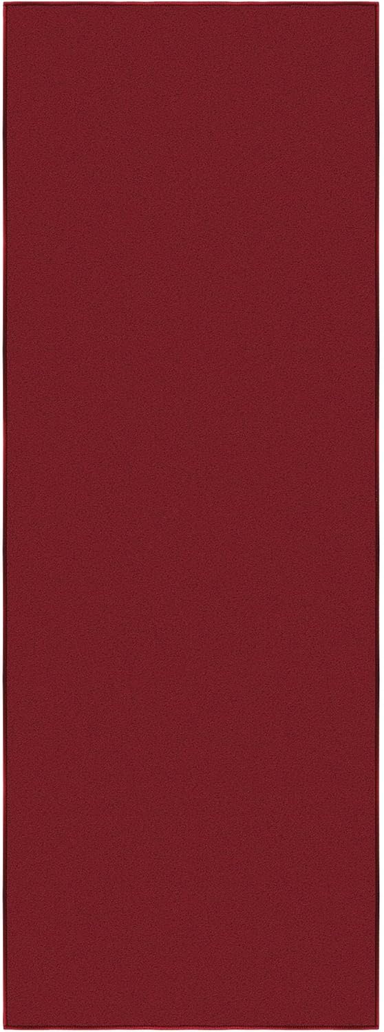 Ottomanson Hallway Runner Rug 2'2" x 6' Non Slip Solid Area Rugs Easy to Clean Laundry Rug Runner Durable & Pet Friendly Floor Carpet Runners for Hallways Entryway Living Room Kitchen, Red