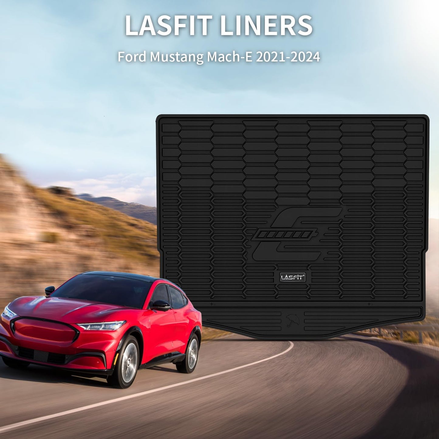 LASFIT Trunk Mat for Ford Mustang Mach-E 2021-2025(Trunk Base Upper Position) TPE All Weather Custom Fit Cargo Liner