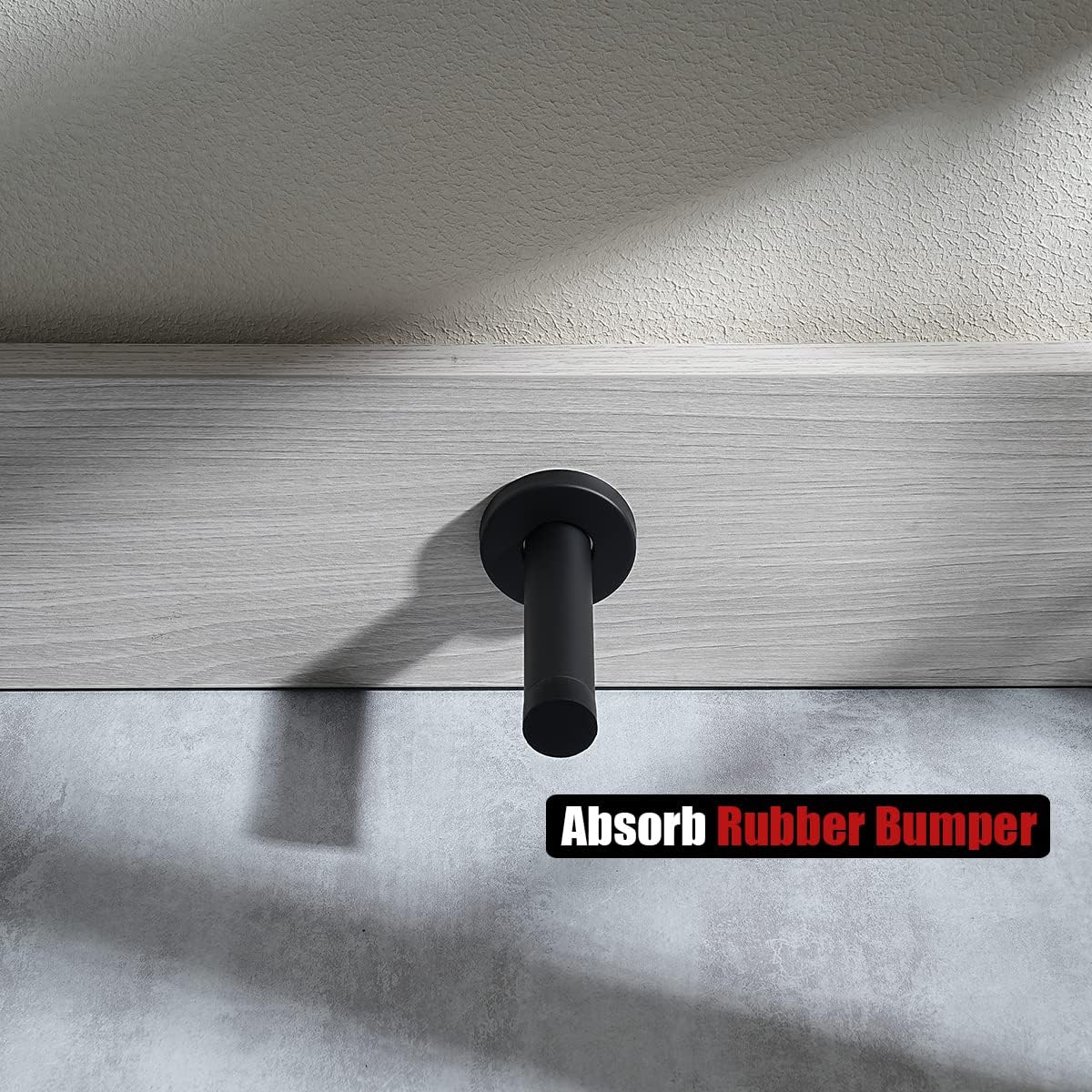 JQK Door Stopper Black, 304 Stainless Steel Thicken 1mm Sound Dampening Door Stop Bumper Wall Protetor 8 Pack, Matte Black, DSB5-PB-P8