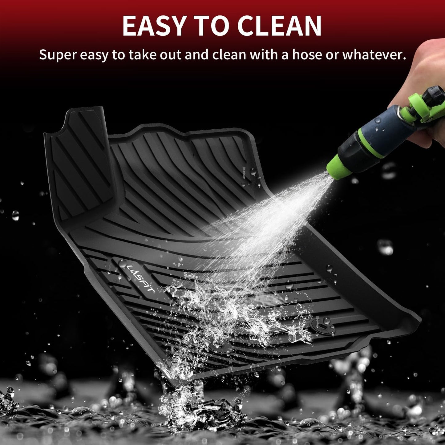 LASFIT Floor Mats for Toyota Tacoma 2016-2023 Double Cab (Only for Automatic) All Weather Custom Fit Floor Liner for Tacoma SR/SR5/TRD/Limited/Trail TPE Mats Front&Rear 2 Row Car Mats, Black