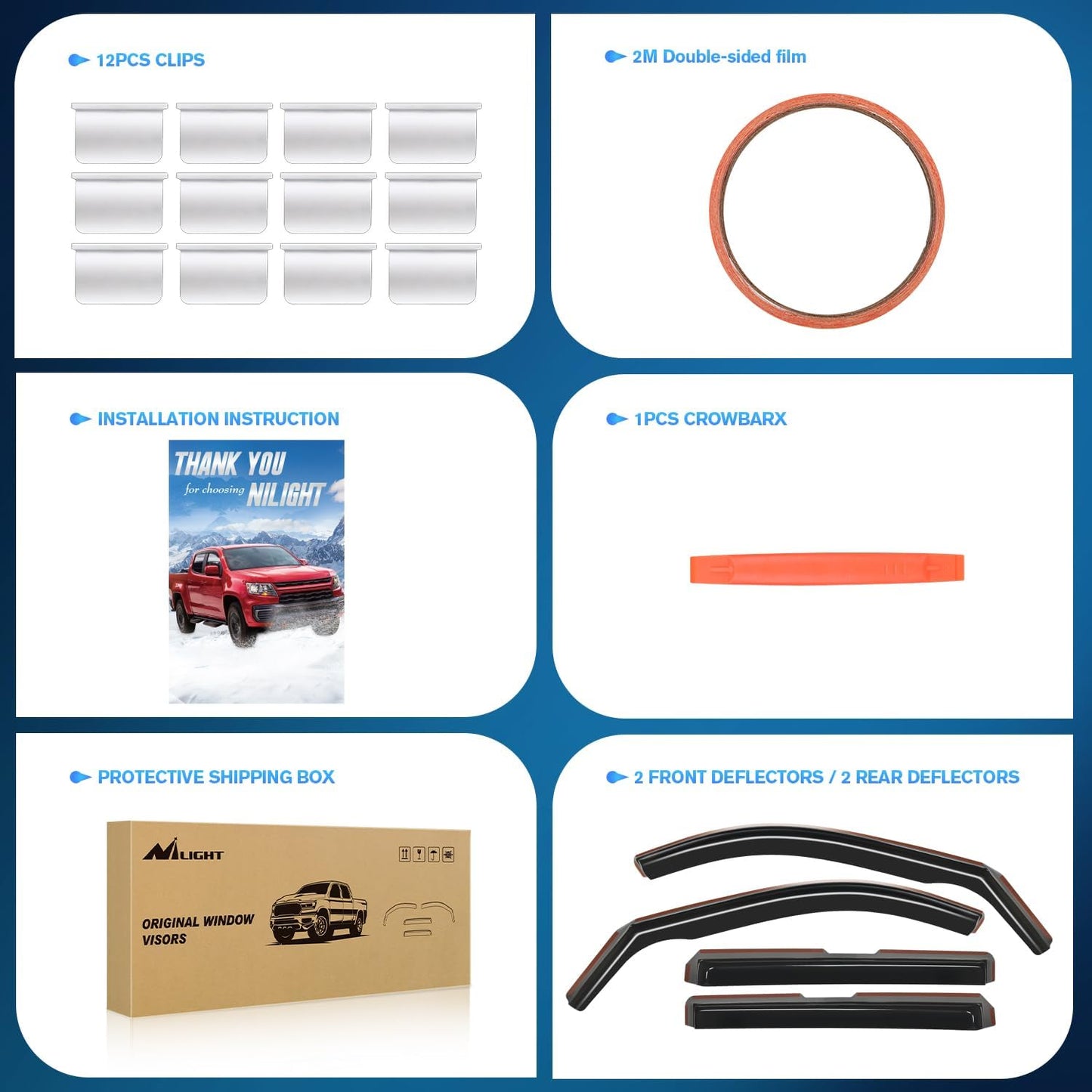 Nilight Durable in Channel Rain Guards for Chevrolet (Chevy) Traverse 2018 2019 2020 2021 2022 2023 Window Deflectors, Vent Window Visors-4pcs