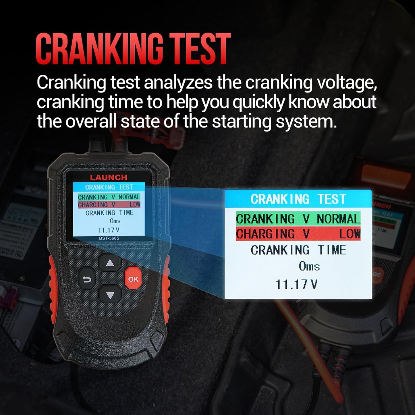 Car Battery Tester, Launch BST-560S 12V Digital Automotive Battery Load & Alternator Tester, Charging Cranking System Analyzer, for Cars Trucks Motorcycles SUVs ATVs RVs Boats