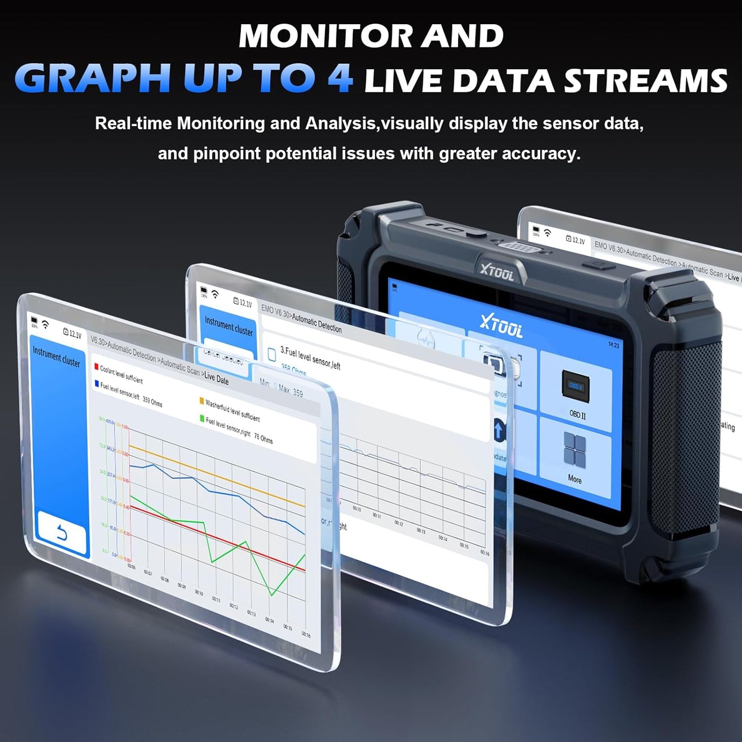 XTOOL D5 Car Code Reader and Reset Tool, Engine ABS SRS Transmission Car Diagnostic Tool with EPB Service, ABS Bleed, Throttle Relearn, Clear Check Engine Light Code Reader with 9 Resets, Free Update
