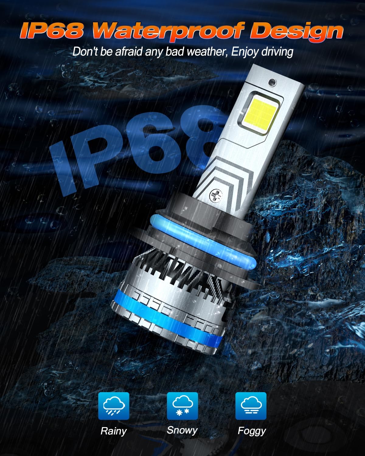 FAHREN 9007/HB5 Bulbs, 2025 Upgraded 120W 60000LM fog Lighting Bulb with fan, 6500K Cool White IP68 Waterproof,Pack of 2