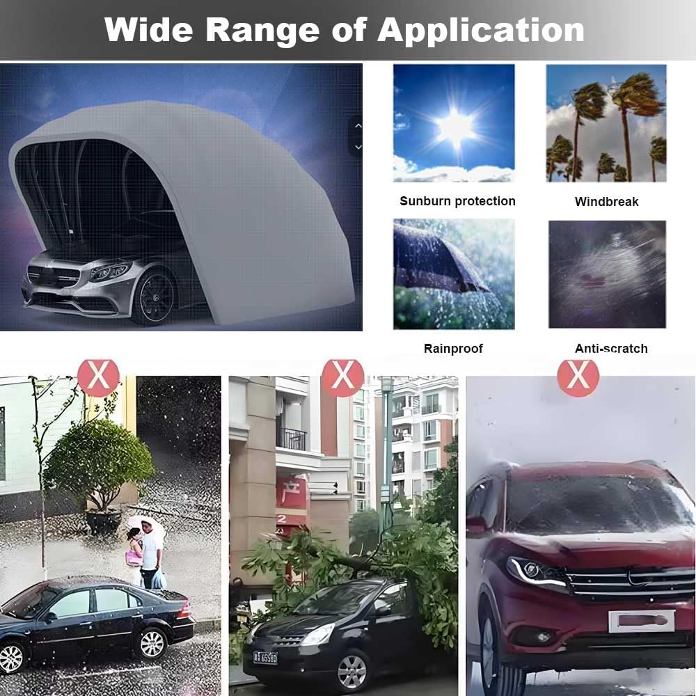 Heavy Duty Stainless Steel Carport, Retractable Car Awning, Semi-Automatic Mobile Folding Garage for Outdoor,Lockable,Durable Shelter,Grey (L5.9 * W2.7 * H2.45m)