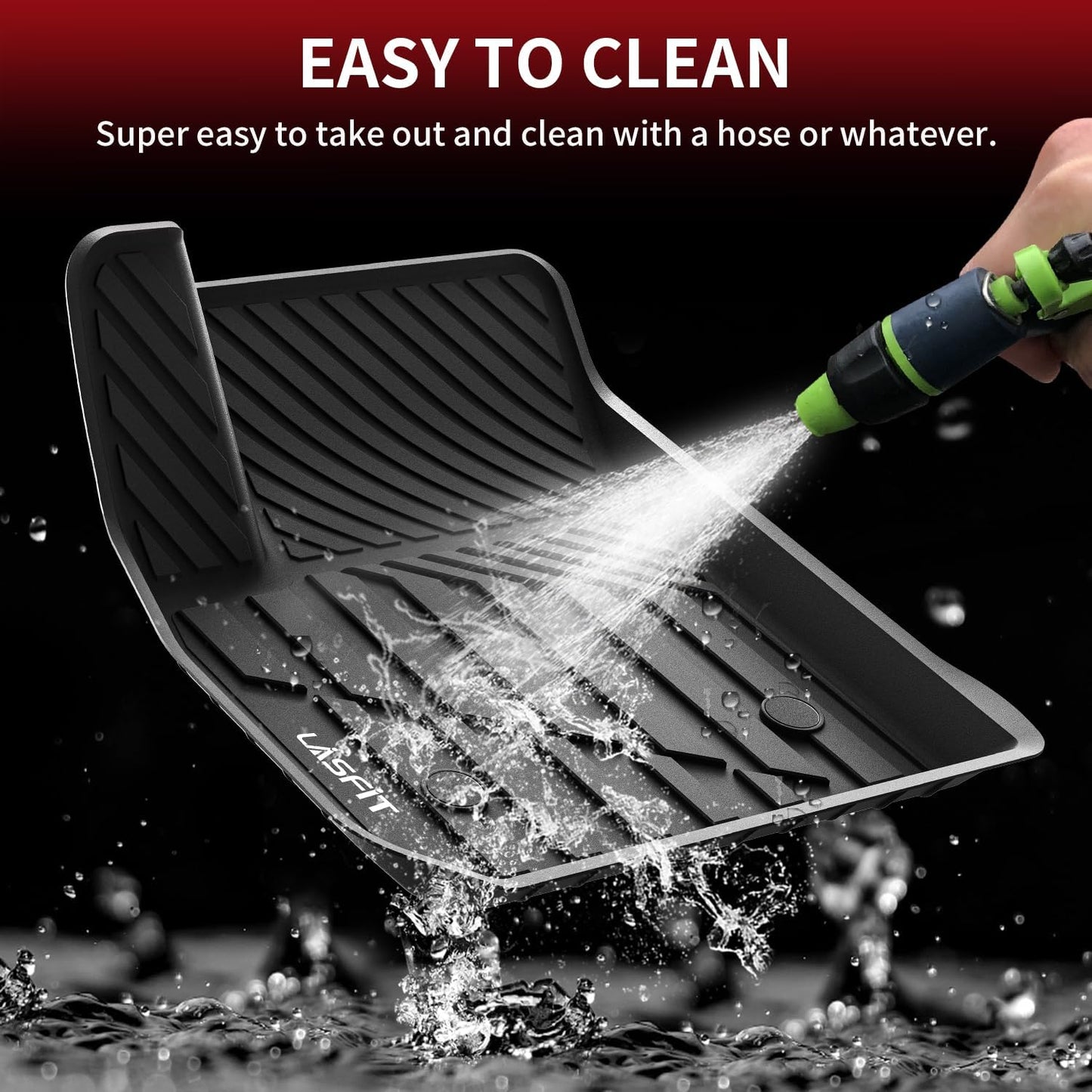 LASFIT Floor Mats for Cadillac XT4 2019-2025, All Weather TPE Custom Fit Automotive Floor Mats for Cars, 1st and 2nd Row Car Floor Mats Full Set for Cadillac XT4 Accessories, 3 PCS, Black