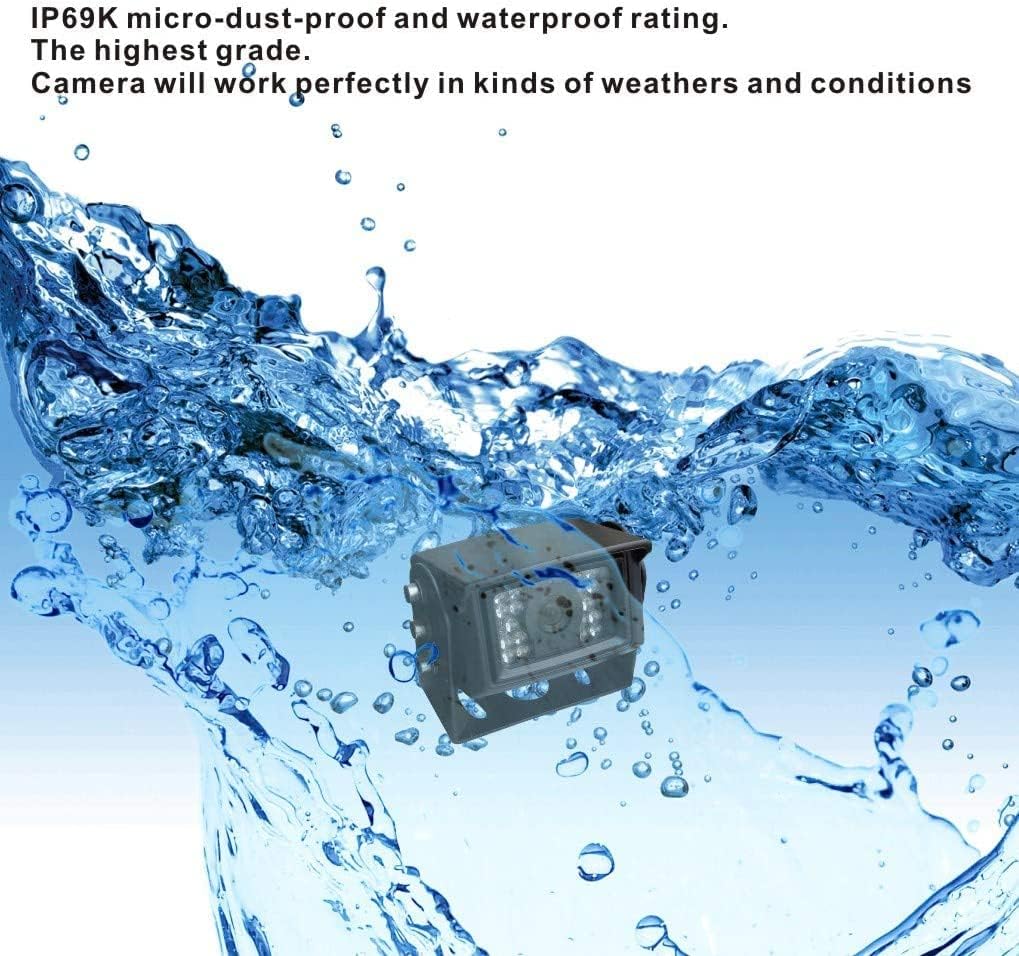 AHD 1080P 7" Reverse Rear View Backup Dual Camera System, Two Cameras with Night Vision Waterproof IP69K Vibration-Proof 10G for Truck/Trailer/RV/Bulldozer/Crop Sprayer/Agricultural Equipment