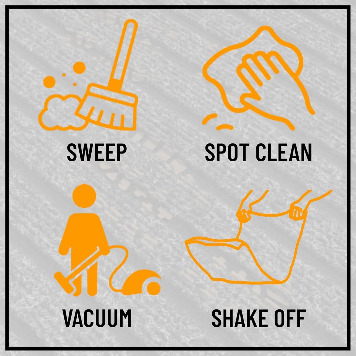 Ottomanson 2' x 34' Hallway Runner with Scraper Pile Extra Durable Non-Slip Rug Mat for Indoor & Outdoor Use - Ideal for Kitchen, Entryway, Patio & Garage - High-Traffic Carpet, Black