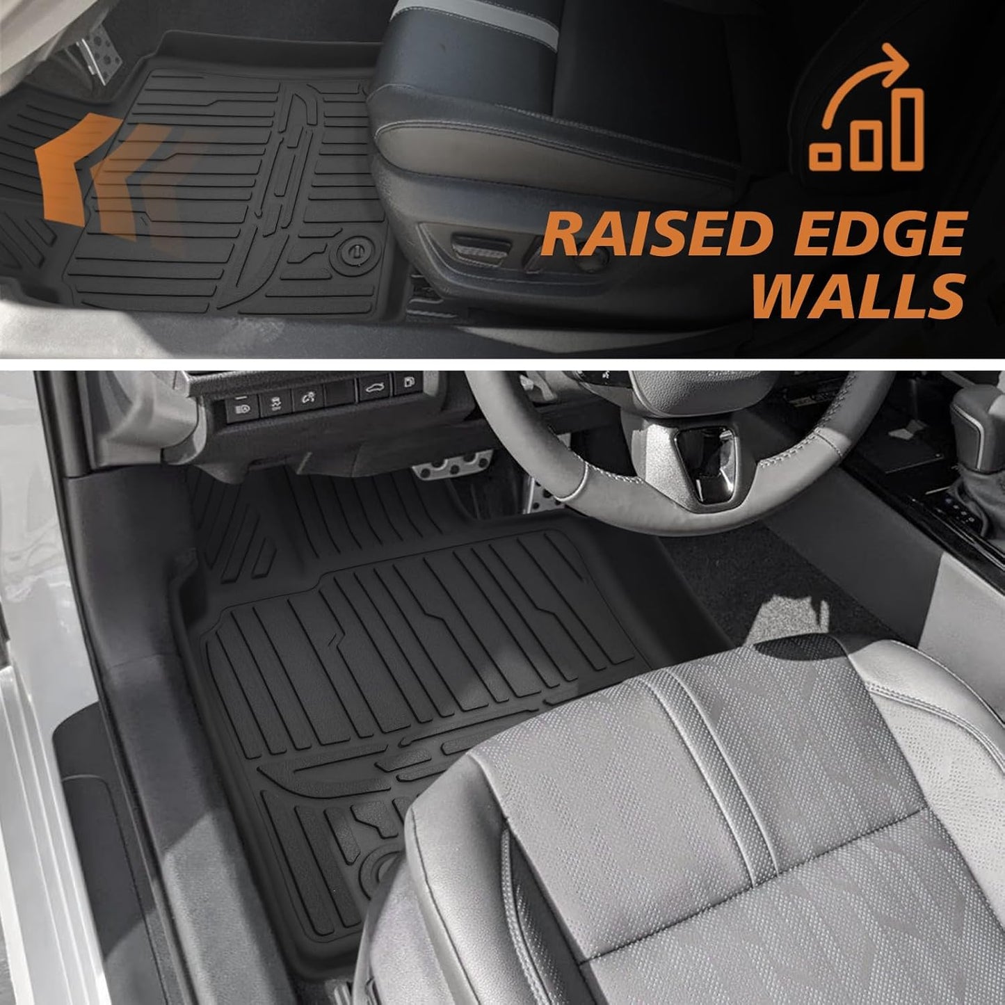 TripleAliners Floor Mats All Weather Liners Compatible with 2025 Toyota Camry (Include Hybrid) Accessories 1st & 2nd Row Full Set Floor Liners TPE Custom Fit Protection Car Mats