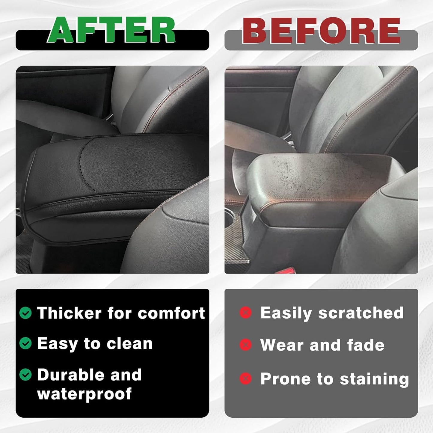 Muslogy Center Console Armrest Cover Compatible with Toyota 4Runner 2010-2024 Comfort Armrest Pad Arm Rest Cushion Vegan Leather Protector Regular Thick