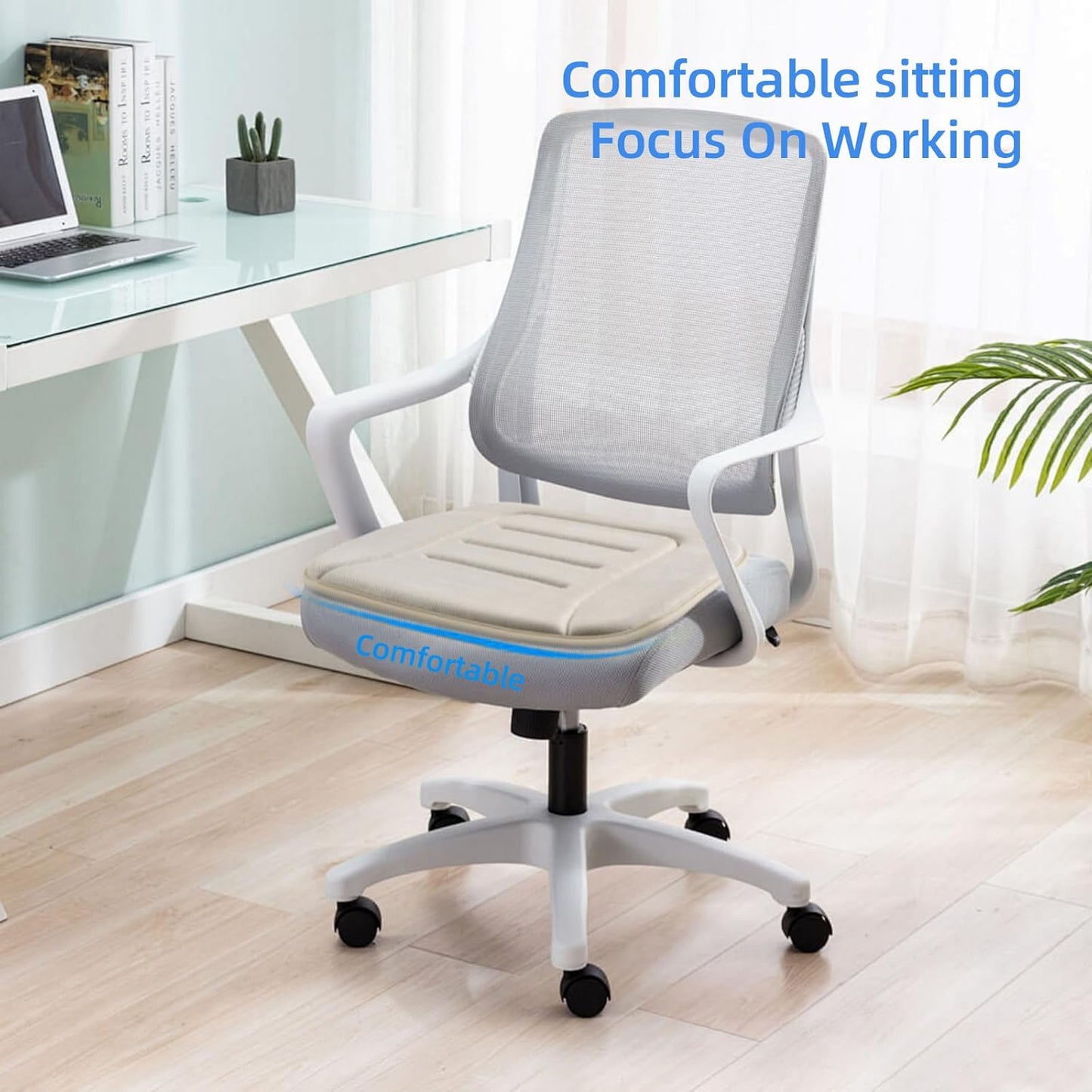 KAYI Car Seat Cushion, Memory Foam Car Seat Cushion, Anti Slip Rubber Bottom Car Seat Cushions for Driving, Suitable for Car and Office Chairs (2 Pack, Cream)