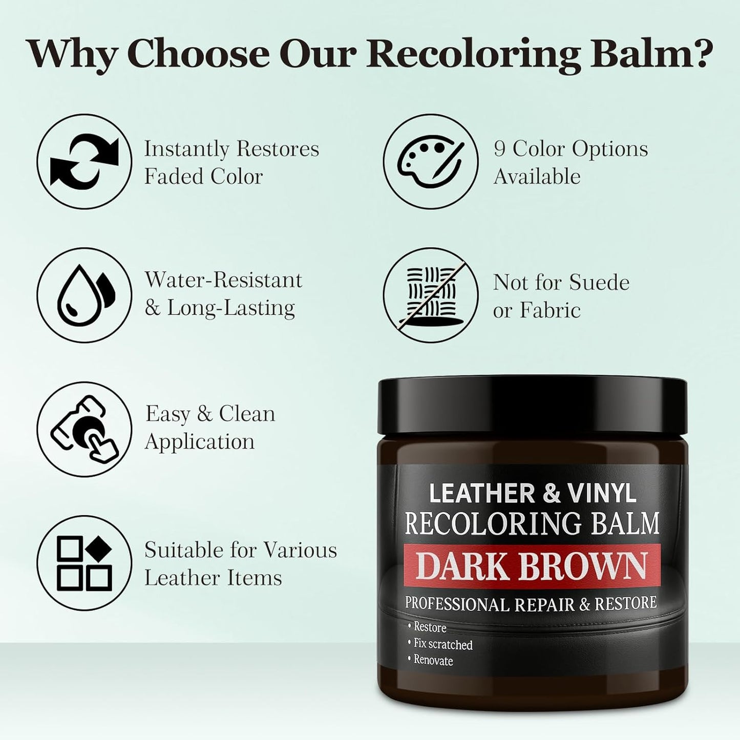Leather Color Restorer, Leather Recoloring Balm, Scratch Remover, Leather Dye, Leather Paint with Leather Conditioner, Leather Repair Kit for Furniture Couches Car Seats Shoes, Medium Brown
