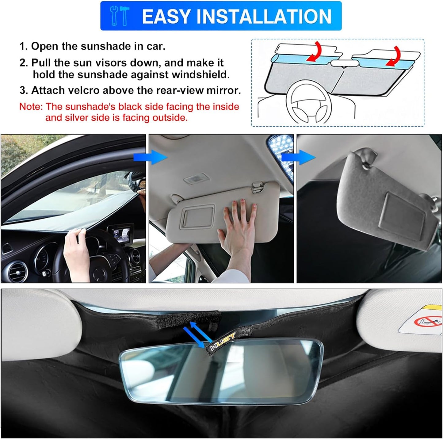 KUST Windshield Sunshade for Nissan Murano 2025 2026 (SV, SL, and Platinum) Accessories Sun Shade Window Sun Visor Protector Foldable Blocks UV Rays Keep Your Car Cooler