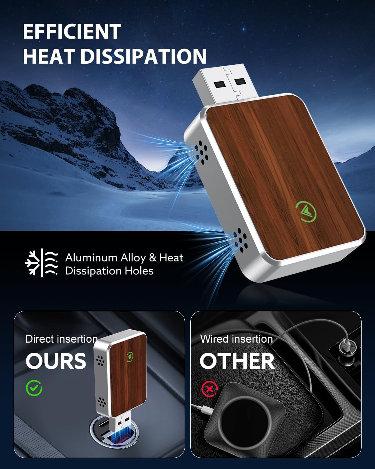 Wireless Carplay Adapter for iPhone & Android Auto 2-in-1, Convert Factory Wired to Wireless Carplay Dongle, Plug & Play Carplay Wireless Adapter for iPhone iOS 10