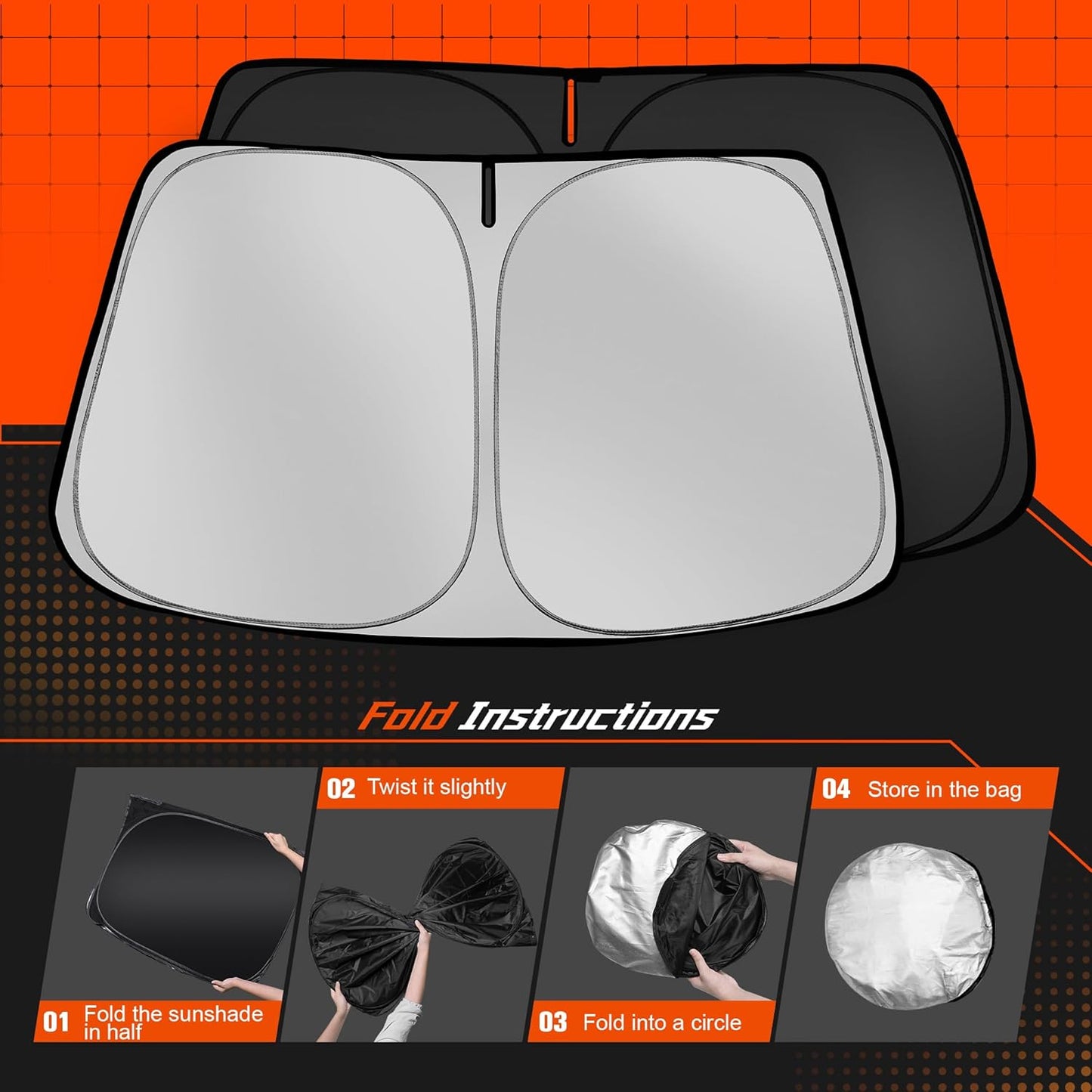 Custom Fit Windshield Sun Shade for Lincoln Nautilus 2024-2025 - Full Coverage, 210T Reflective Fabric, Double-Layer Design - Blocks 99% UV Rays, Keeps Car Cool, Easy to Install and Store