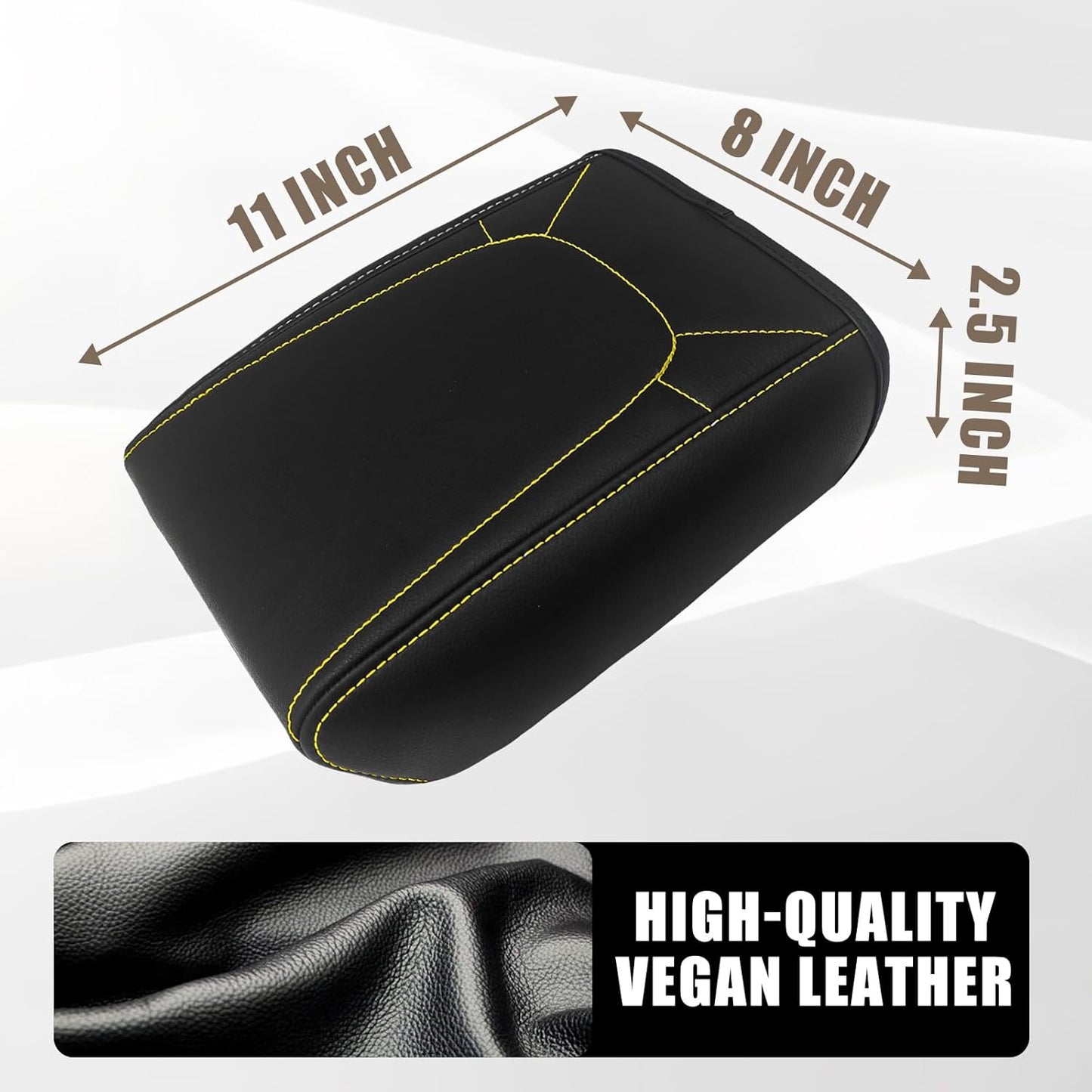 Muslogy Center Console Armrest Cover Compatible with Colorado/GMC Canyon 2023 2024 2025 ZR2 Z71 Trail Boss LT WT Elevation AT4 Denali AT4X Accessories Regular Thick(Yellow Stitching)