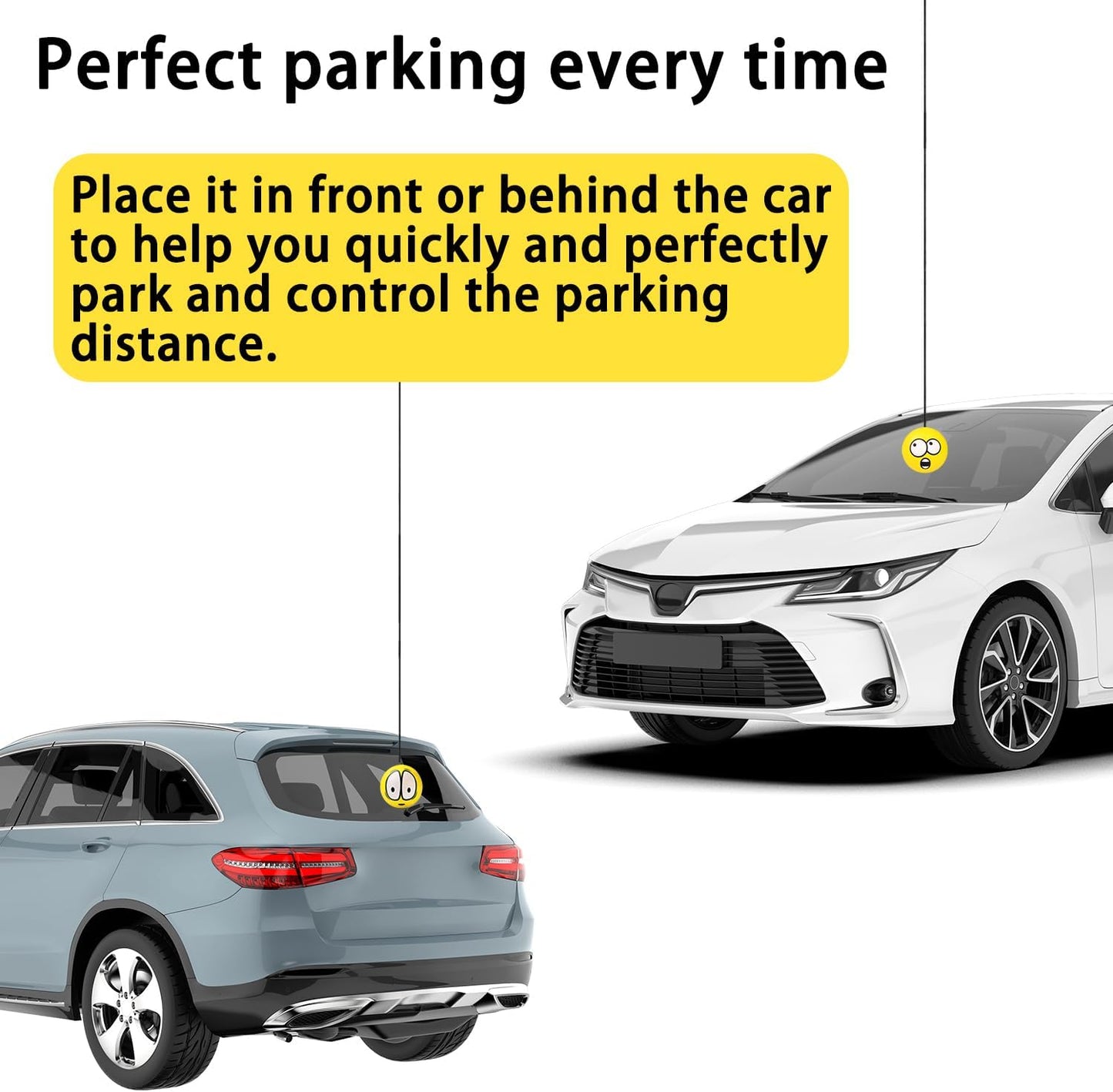 2 Sets Double Garage Parking Aids, Includes 2 Pieces Parking Assist Balls Garage Ball Stopper, 4 Pieces Plastic Cord Locks and 4 Pieces Screw Hooks Garage Parking Indicators for Car Parking