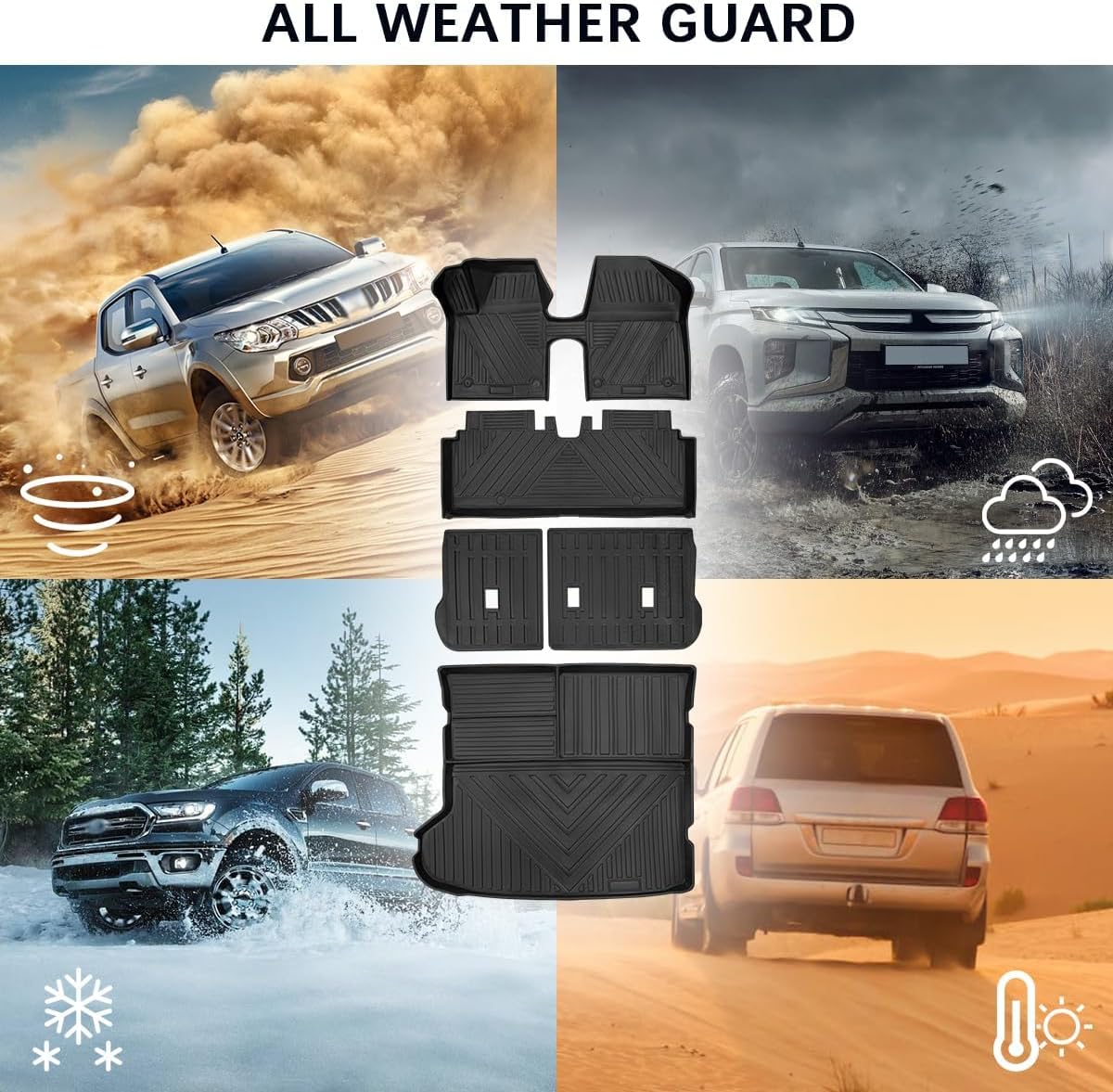 Car Floor Mats Compatible with Kia Ev6 2022 2023 2024 2025 All-Weather Guard Cargo Trunk Liners Rear Backrest Mats TPE for Ev6 Accessories (8pcs)