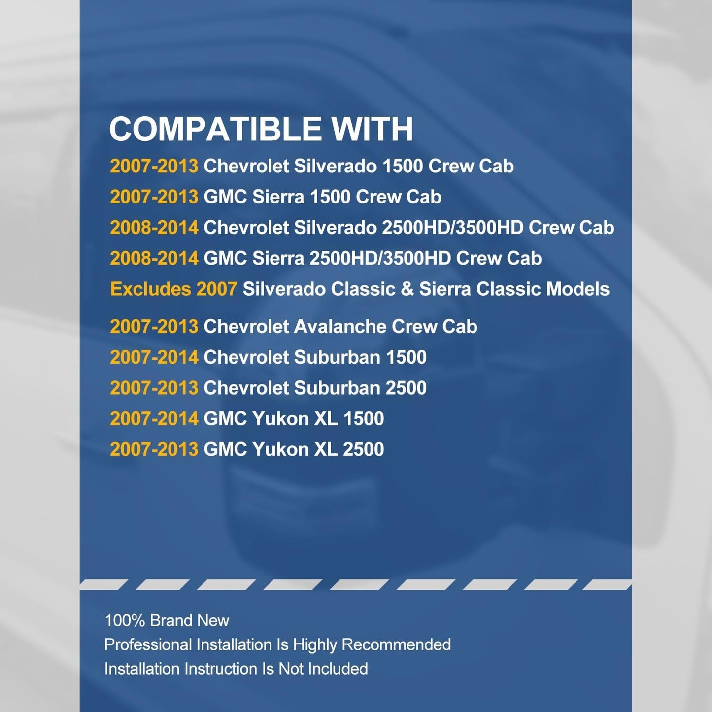 Auto Dynasty 4Pcs Carbon Fiber Pattern Window Visors Compatible with 2007-2014 Chevy Silverado Avalanche Suburban GMC Sierra Yukon XL, Tape-On Front & Rear Window Deflectors Rain Guards